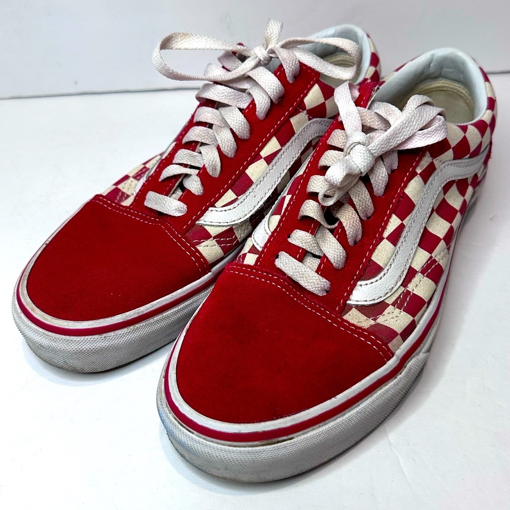 Used Red and White Checkered Vans g Sneakers